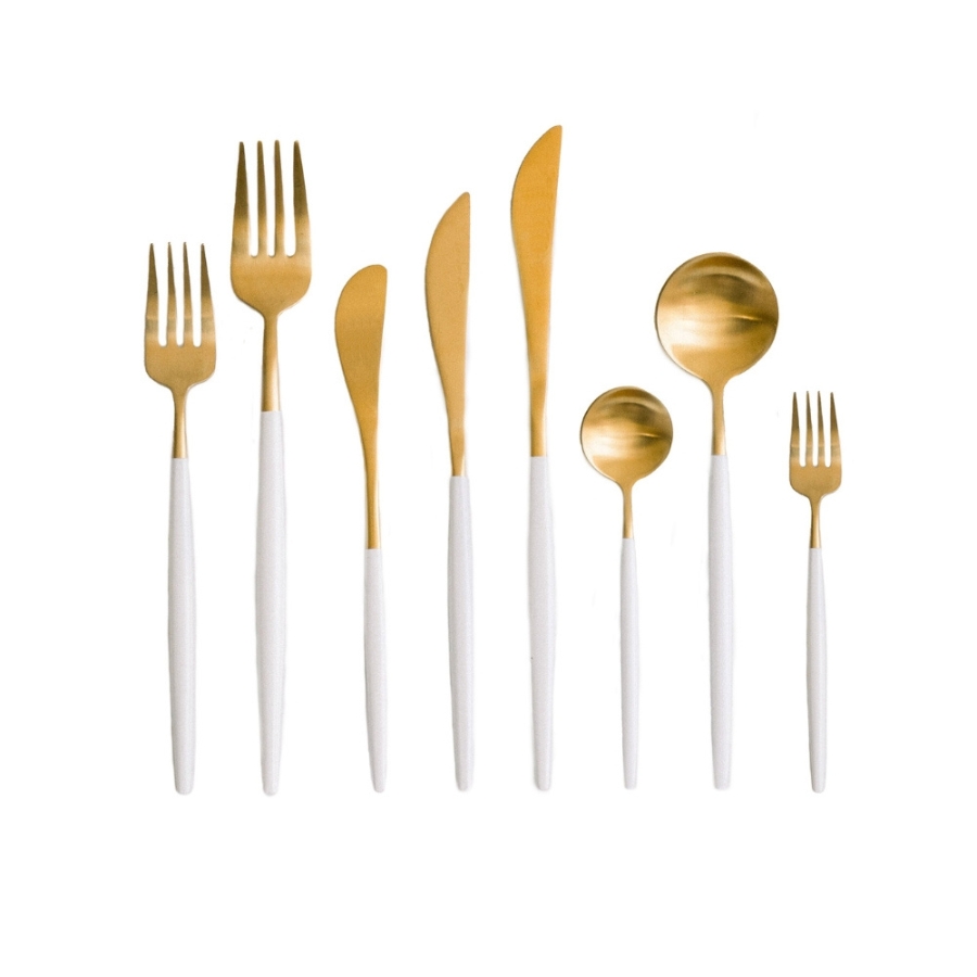 Besteck Stilleto gold-weiß matt